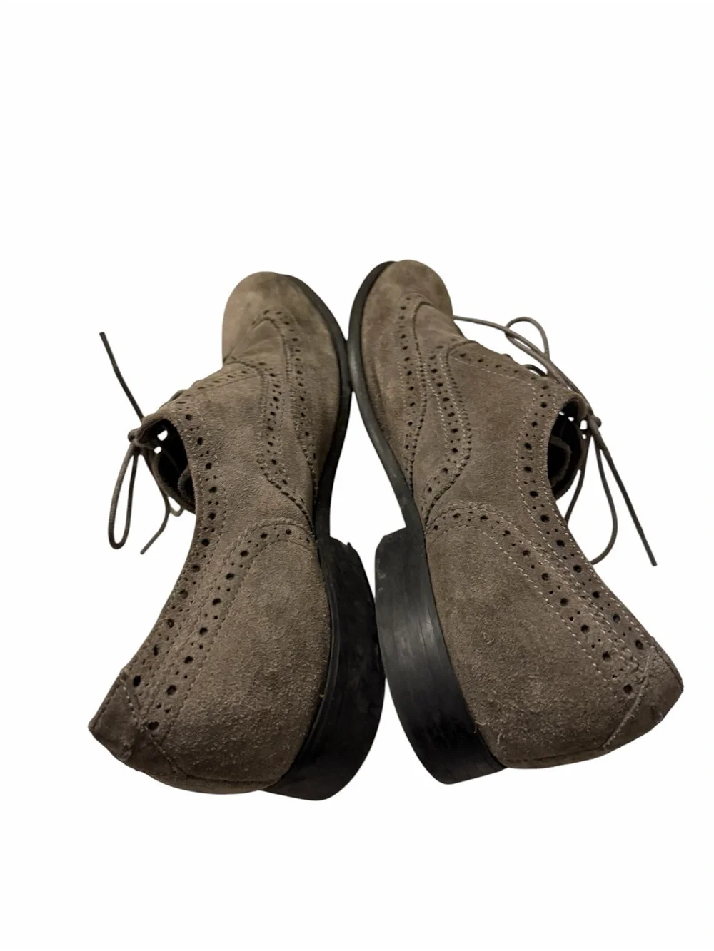 John Varvatos Men's Suede Wingtip Oxfords - Taupe Gray, pre-owned, SZ12